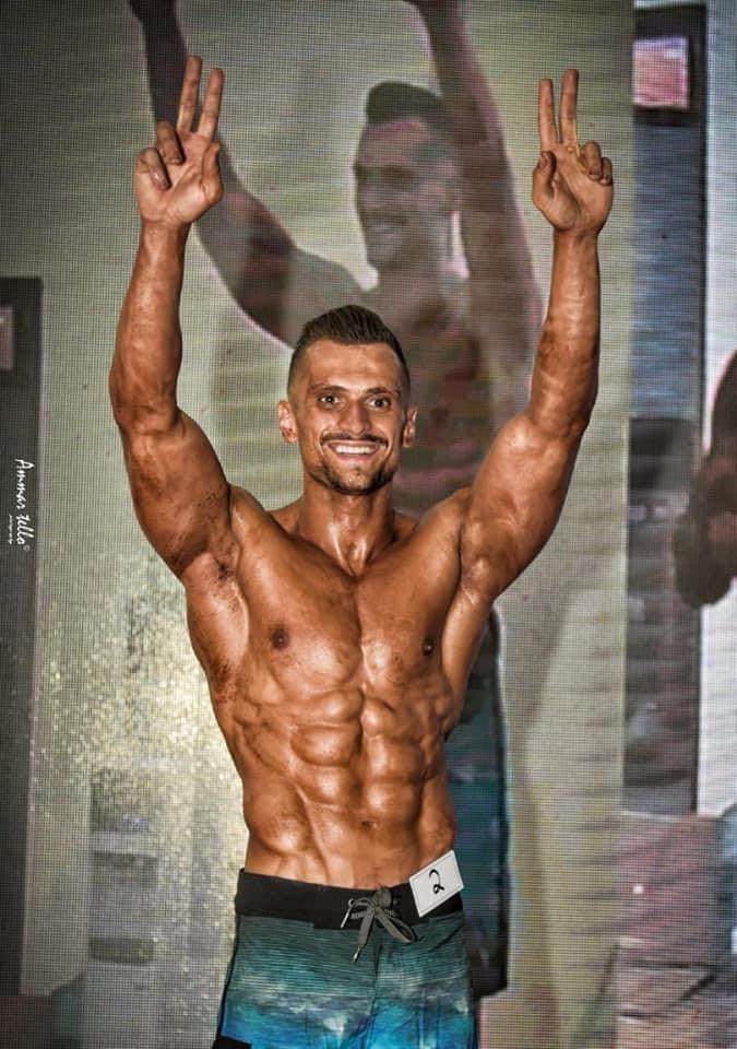 Samir Chebbo on stage at a bodybuilding competition in Lebanon